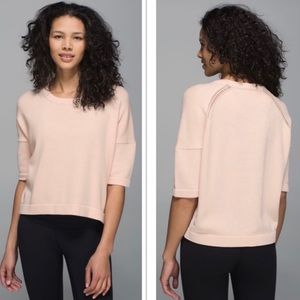 Lululemon Bhakti Reality Short Sleeve Sweater Butter Pink / Heathered